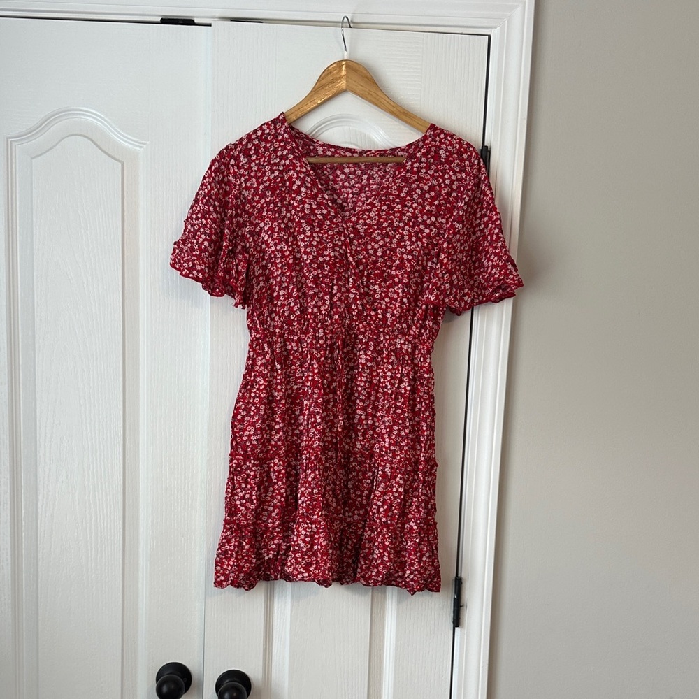 SHEIN Red Floral Mini Dress